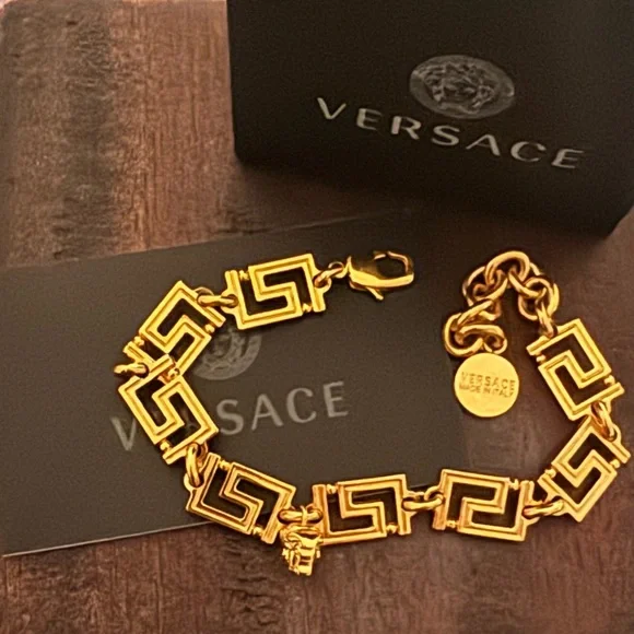 Versace Gold Greca Warm Gold Bracelet Authentic w/ proof